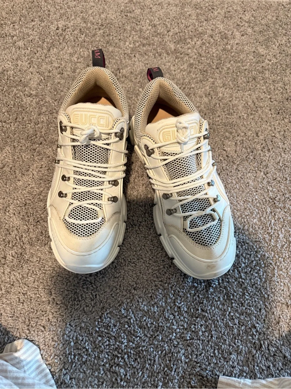 Gucci Cream and White Men's Chunky Lace-Up Sneakers